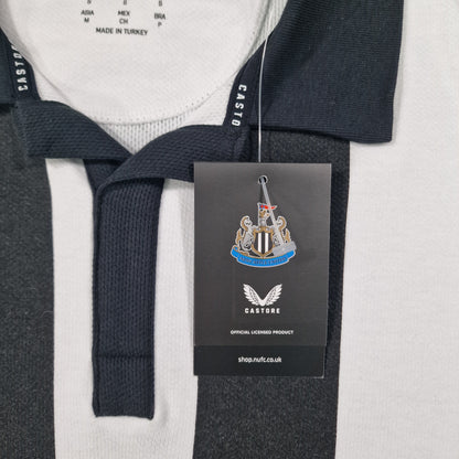 Newcastle United Castore Long Sleeved Striped Polo. 130 Years BNWT (S)